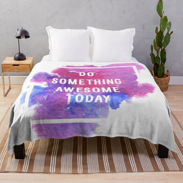 Item preview, Motivational Abstract Design - Do Something Awesome - Today White Hand Written with Purple Blue Paint Brush Strokes designed and sold by WearWolfDesigns.