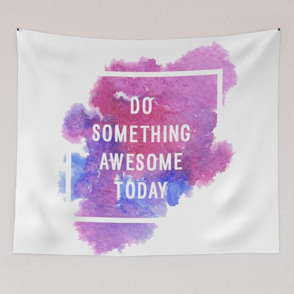 Item preview, Motivational Abstract Design - Do Something Awesome - Today White Hand Written with Purple Blue Paint Brush Strokes designed and sold by WearWolfDesigns.