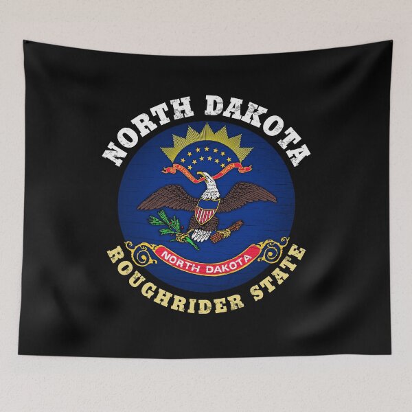 Item preview, NORTH DAKOTA ROUGHRIDER STATE FLAG designed and sold by Madjack Tees Kiwi SuperStore.