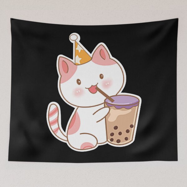 Item preview, Cute Little Cat Drinking Tea Cup designed and sold by marytrou.