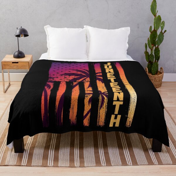 Item preview, Juneteenth US Flag at Sunset with Palm Trees designed and sold by Labradoodlesetc.