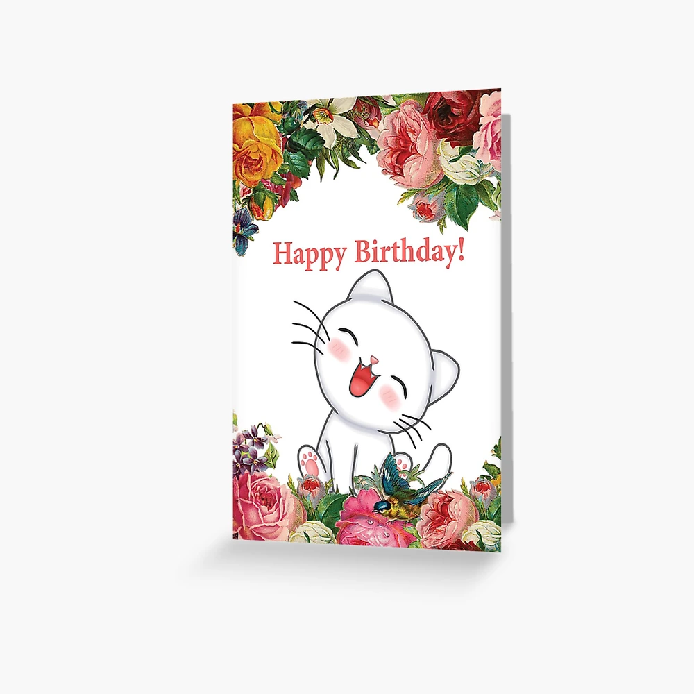 Tarjeta De Celebración De Cumpleaños Con Lindos Gatos Bebé Dibujo