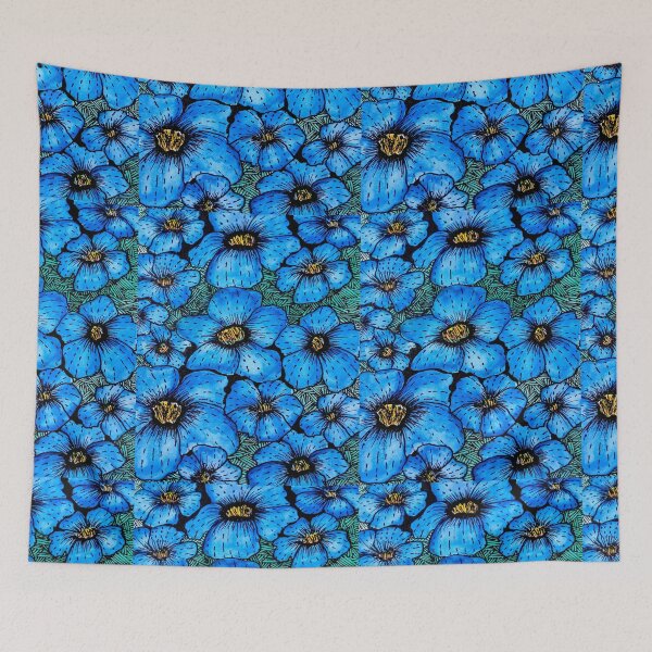 Item preview, blue flowers sketch designed and sold by BhaktiK.