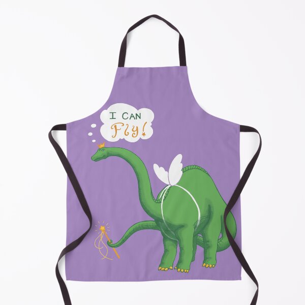 Item preview, Apatosaurio con corona, alas y varita mágica pensando "¡Puedo volar!" - "* ¡A las chicas también les gustan los dinosaurios!" designed and sold by Carye VanDerPol Mahoney.