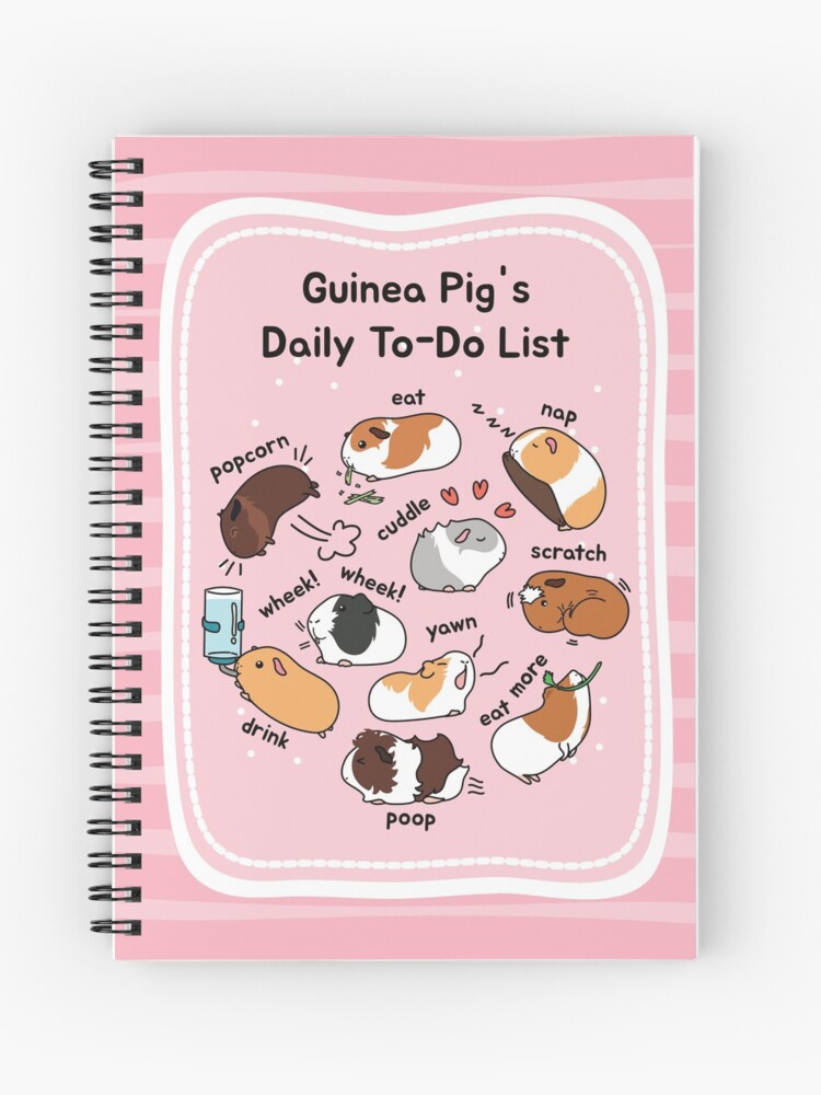 Guinea Pig Daily To-Do List - Pink Background Spiral Notebook for Sale by  Lulupainting