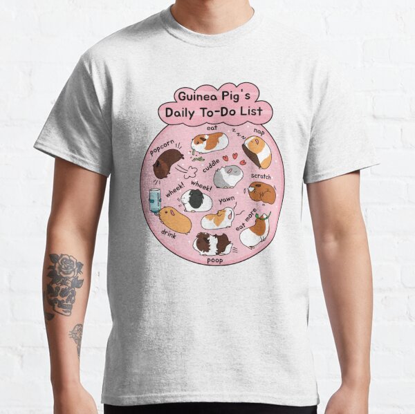 Tägliche To-do-Liste des Meerschweinchens - rosa Hintergrund Classic T-Shirt