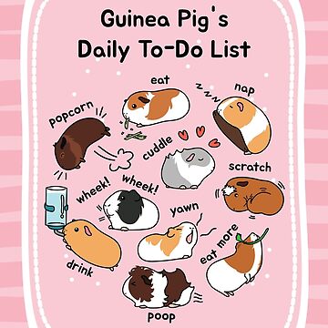 Artwork thumbnail, Guinea Pig Daily To-Do List - Pink Background by Lulupainting