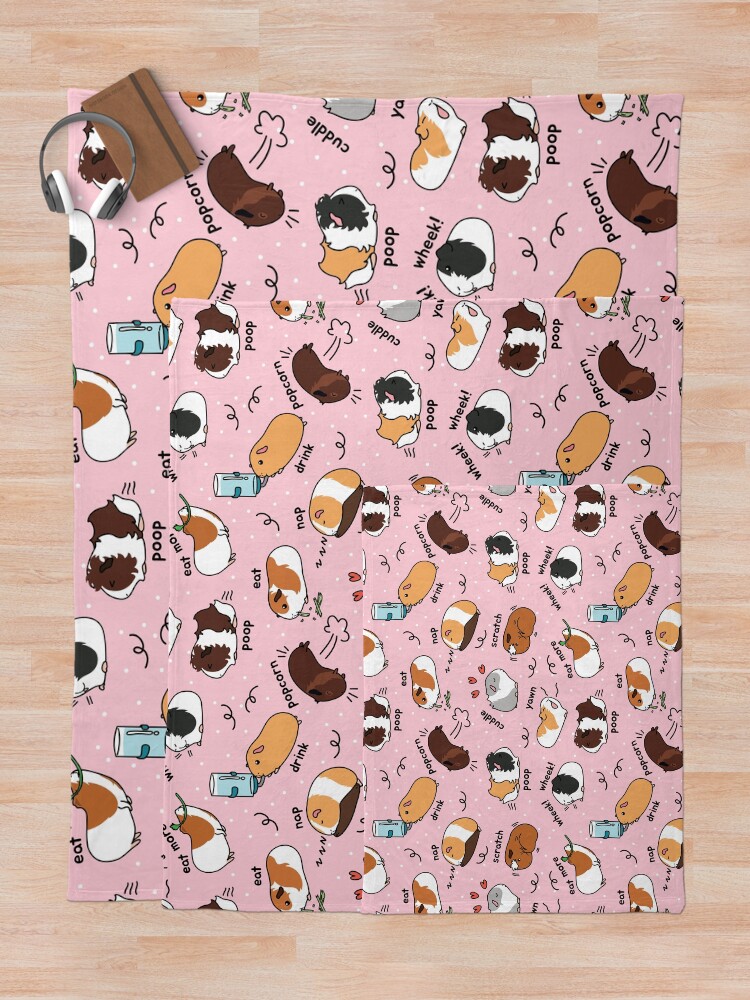 Thumbnail 5 of 6, Throw Blanket, Guinea Pig Daily To-Do List - Pink Background designed and sold by Lulupainting.