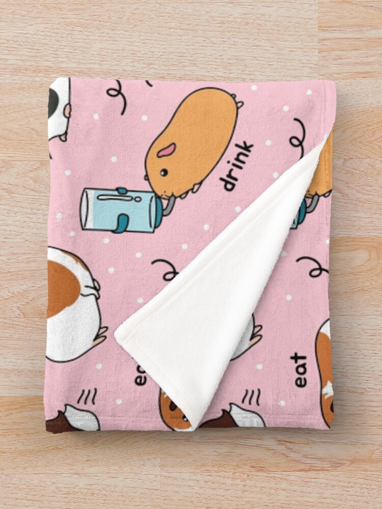 Thumbnail 3 of 6, Throw Blanket, Guinea Pig Daily To-Do List - Pink Background designed and sold by Lulupainting.