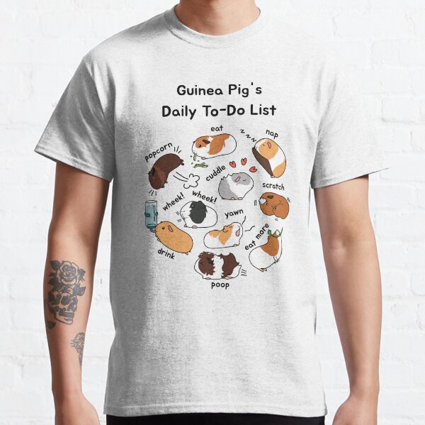 Tägliche To-do-Liste des Meerschweinchens - brauner Hintergrund Classic T-Shirt