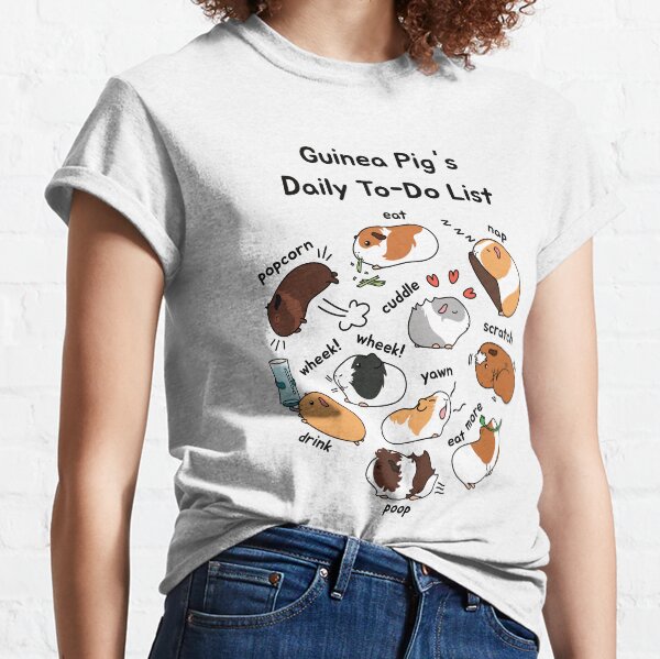 Guinea Pig Daily To-Do List - Brown Background Classic T-Shirt