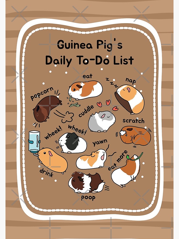Guinea Pig Daily To-Do List - Brown Background Premium Matte
