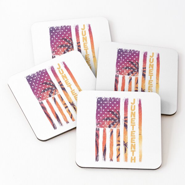 Item preview, Juneteenth US Flag at Sunset with Palm Trees designed and sold by Labradoodlesetc.