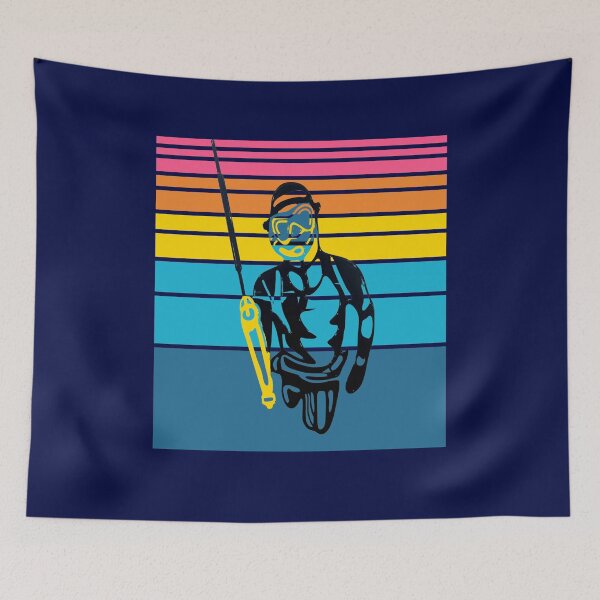 Item preview, Spearfishing retro gradients deep blue ocean gift idea for any fishing diving lover  designed and sold by Live  Today.
