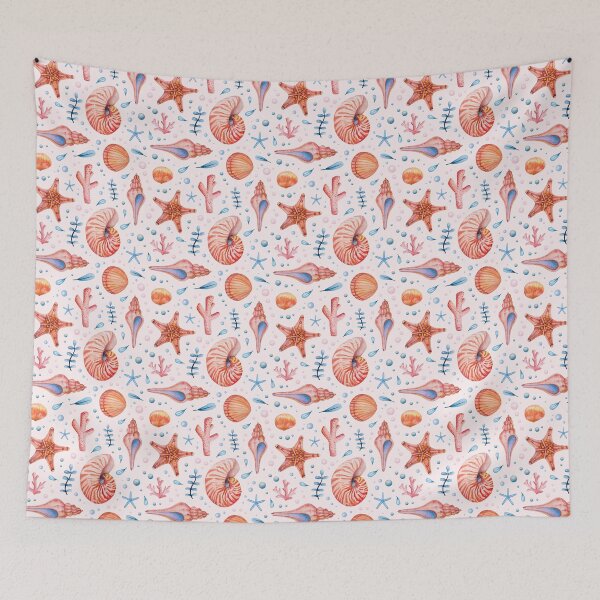 Item preview, Watercolor seashells and corals pattern designed and sold by ByVolya.