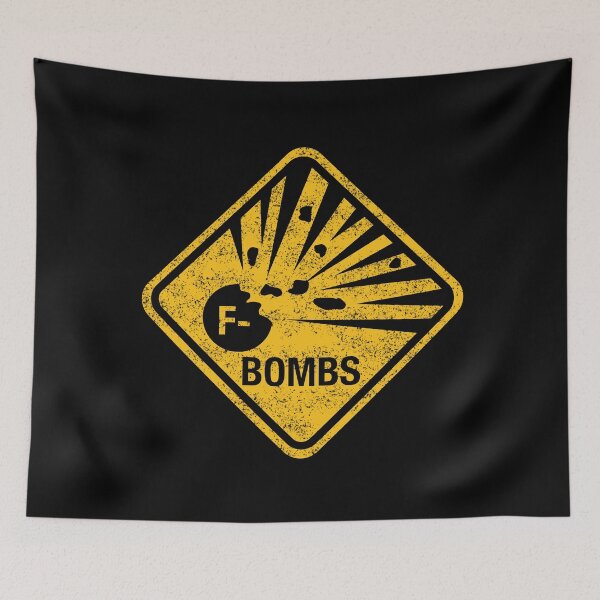 Item preview, Exploding F-Bombs Warning Sign designed and sold by Happy Puppy Print On Demand.
