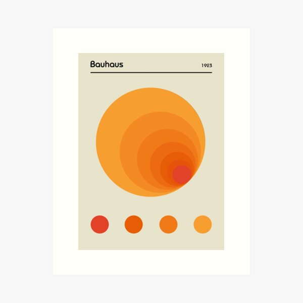 Bauhaus Orange Colours Tunnel Exhibition Poster Art Print