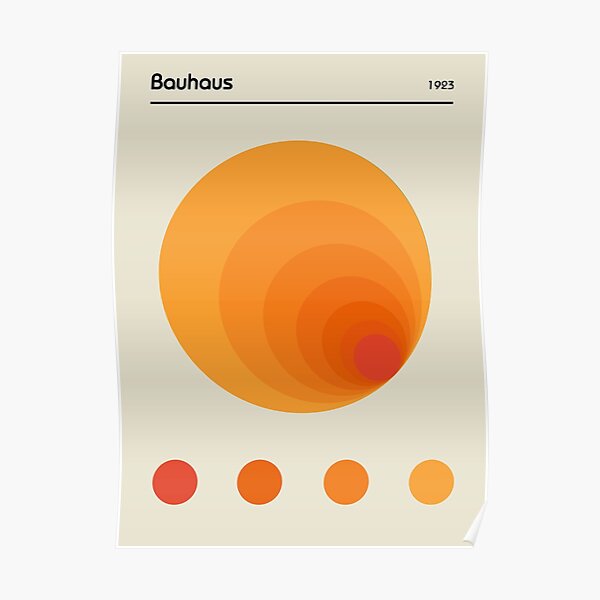 Affiche de l'exposition du tunnel aux couleurs orange du Bauhaus Poster