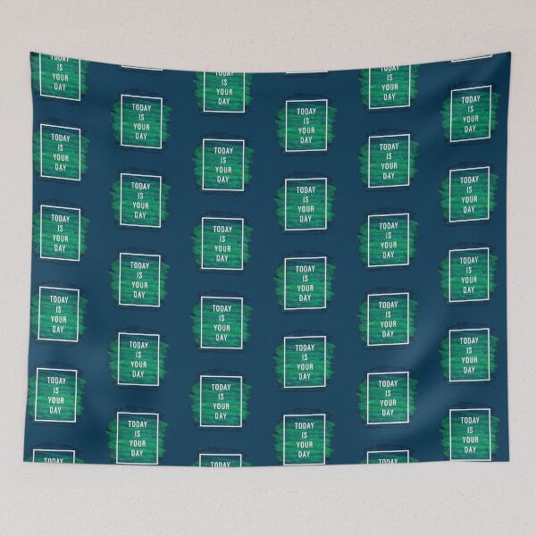 Item preview, Motivational Abstract Design - Today is Your Day- Today White Hand Written with Blue Green Crayon Colored Background designed and sold by WearWolfDesigns.