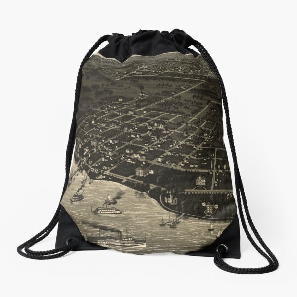 Vintage Green Cove Springs FL Pictorial Map (1885) Drawstring Bag