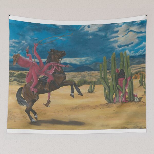 Item preview, West of the Pecos (Octopus Cowboy) Painting designed and sold by sternauticals.