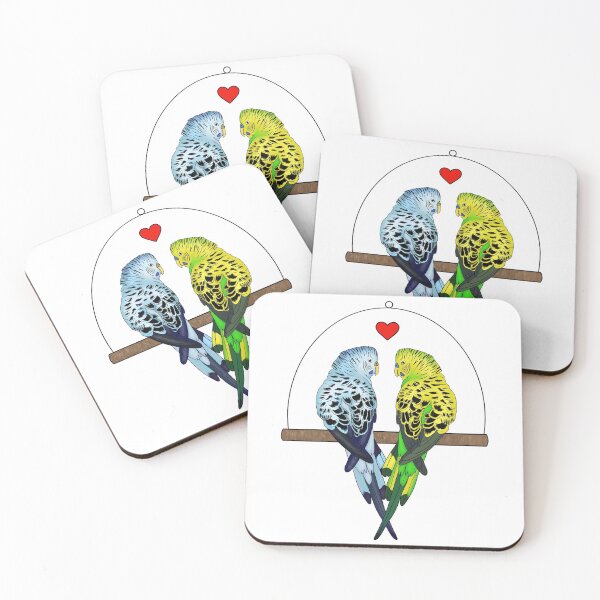 Item preview, Budgie couple on swing (blue and green) designed and sold by DieVogelfamilie.
