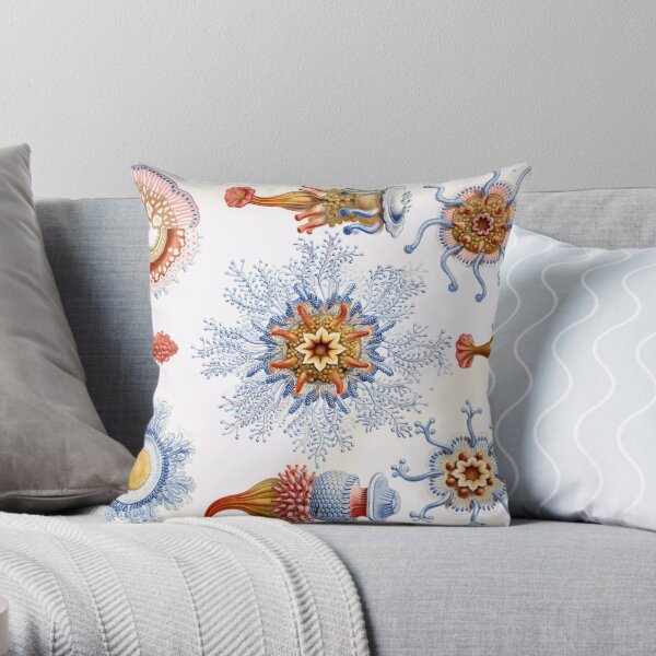 Haeckel Siphonophorae. Siphonophorae is an order of Hydrozoans, a class of marine organisms belonging to the phylum Cnidaria Throw Pillow