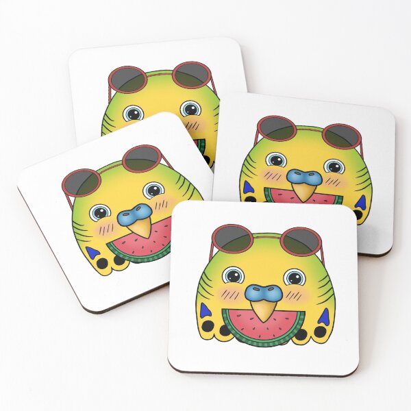 Item preview, budgie eats watermelon (green-yellow) designed and sold by DieVogelfamilie.