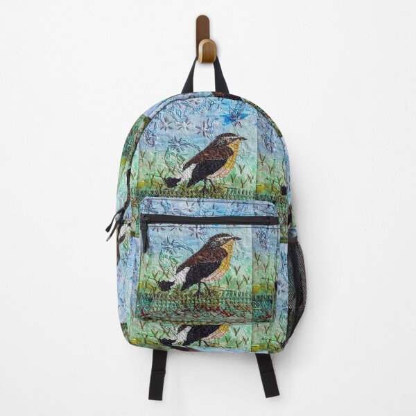 Item preview, Embroidered Female Wheatear- Stitched Nature - Designed by Stitchbasket to make you happy. designed and sold by santimanitay.