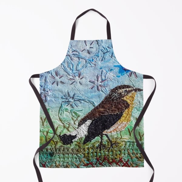 Artikelvorschau, Bestickter weiblicher Steinschmätzer - genähte Natur - von Stitchbasket entworfen, um Sie glücklich zu machen. entworfen und verkauft von santimanitay.