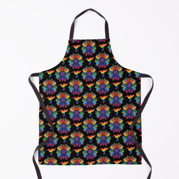 Item preview, Rainbow Sunflower And Bird Pattern With Black Background designed and sold by Rosinda.