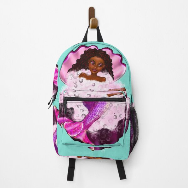Item preview, Mermaid spa day in Oyster clam shell 2 - Black anime mermaid in bubble bath. Pretty black girl with Afro hair, green eyes, Cherry pink lips and dark brown skin. Hair love ! designed and sold by Artonmytee.