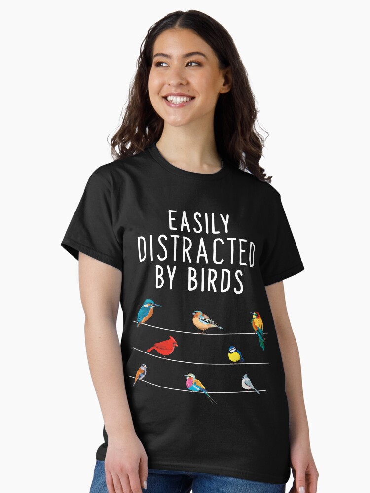Thumbnail 2 of 7, Classic T-Shirt, Easily Distracted By Birds, Birthday Gift for Bird Lovers, Birdwatcher & Ornithologist designed and sold by MZ-Art.
