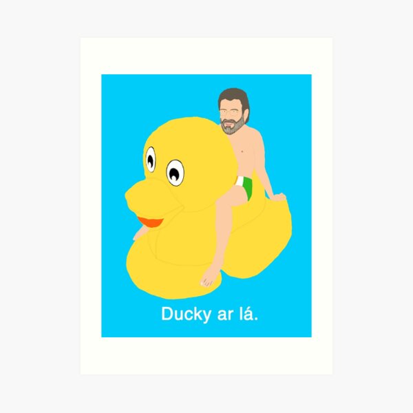 Ducky Ar La - White Text Art Print