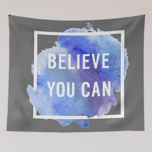 Item preview, Motivational Abstract Design - Believe You Can - Today White Hand Written with Blue Purple Watercolor Colored Background designed and sold by WearWolfDesigns.
