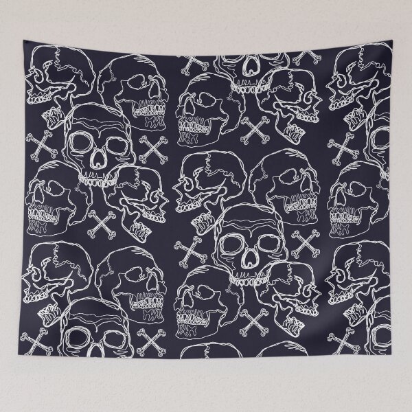 Item preview, White Skull and Bones line art designed and sold by Soumita.