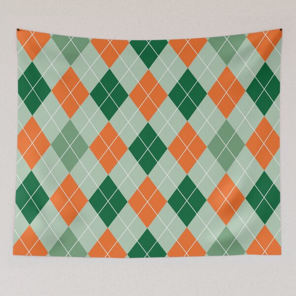 Item preview, Green and orange Argyle pattern designed and sold by BLMcreations.