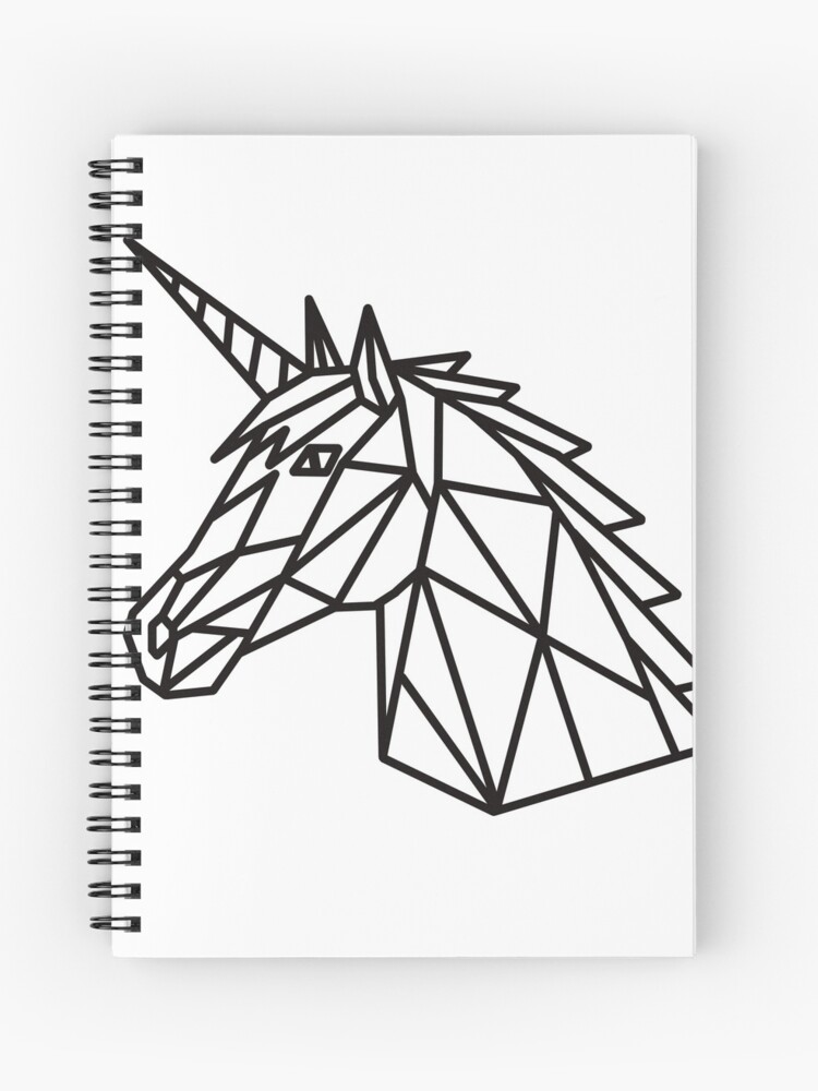 Cuaderno de espiral «Unicornio bonito geométrico en blanco y negro |  Animales» de CapitanaMapi | Redbubble