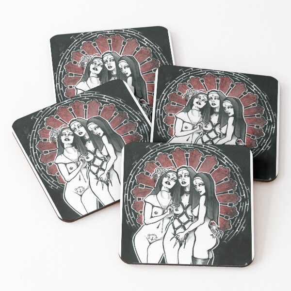 Item preview, Three Sin Sisters, sexy nuns, bdsm girls, naked girls, occult art, satan lovers, erotic rt, vintage witches, goth girls, gothic aesthetic, sexy vamp, succubus, dark art designed and sold by SSINAMOON.