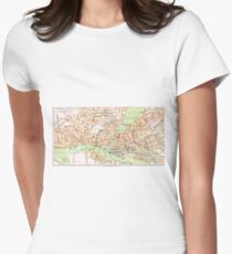 Vintage Map of Hamburg Germany (1890) Women's Fitted T-Shirt