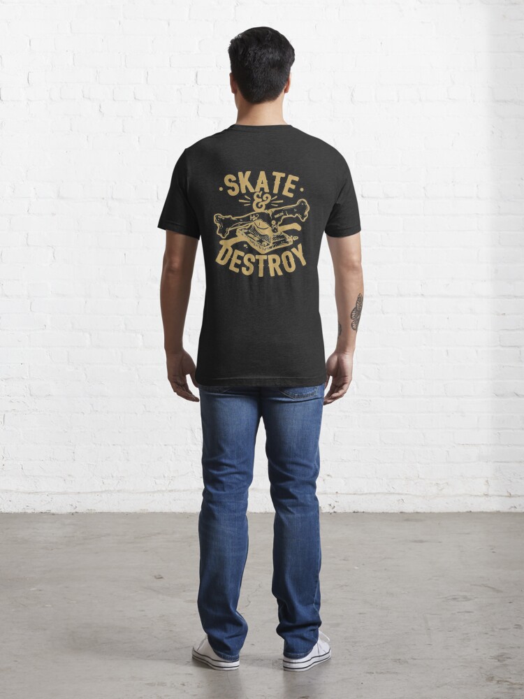 Destroy Skate Skateboard Society Worker Skater Skull Men's T-shirt