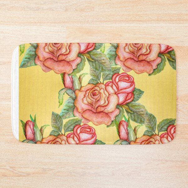 Item preview, Shinny pink roses on a yellow fond designed and sold by Mariocii.