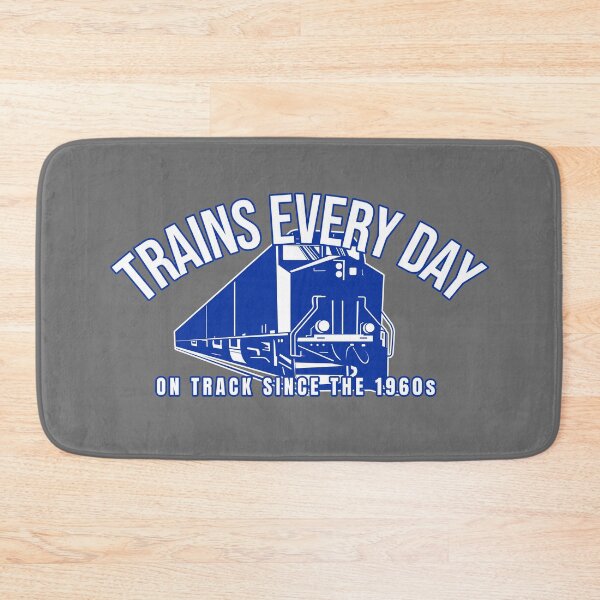 Item preview, Trains Every Day, On Track since the 1960s - for those born in the 1960s. Model Railroading and Railways Cool Design with Blue-Edged Text and Cool Diesel Locomotive. designed and sold by UrTops.