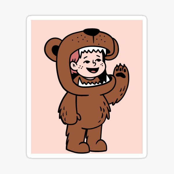 boy in bear Sticker