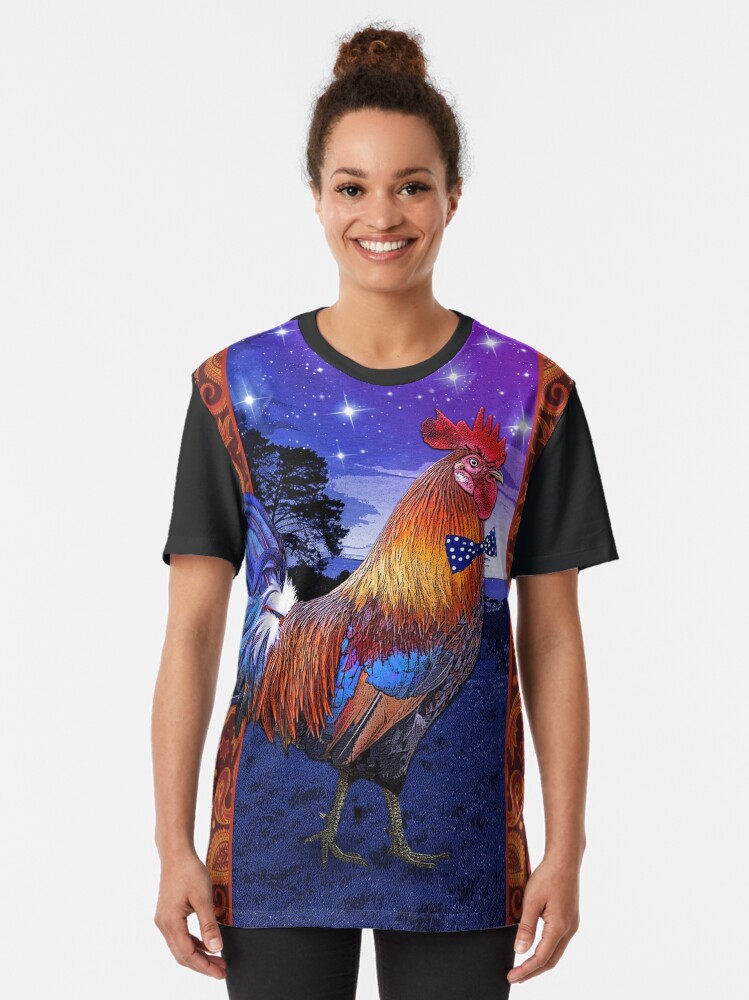 Alternate view of Rooster with a bowtie Graphic T-Shirt