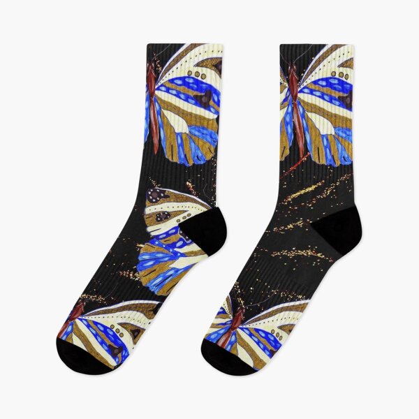 Item preview, Blue shinny butterflies fly on the black sky designed and sold by Mariocii.