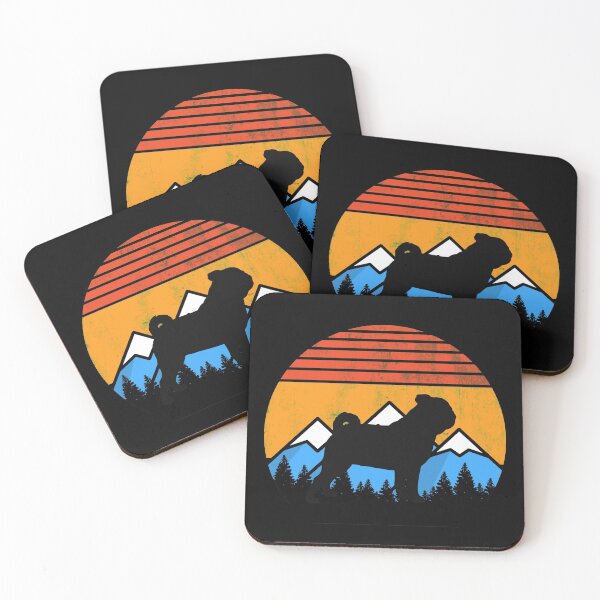 Item preview, Retro Distressed Vintage Sunset Mountains and Forest Pug Dog Gift designed and sold by Guarddogdrive.