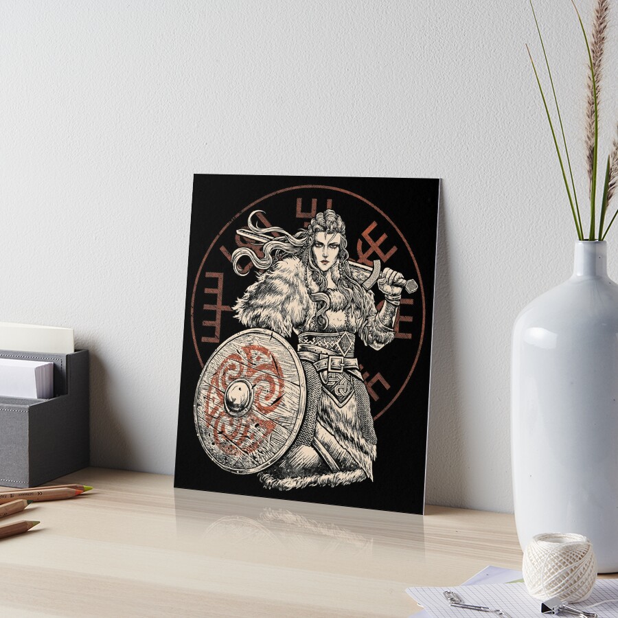 Viking Shieldmaiden Vegvisir Canvas Wall Art – Blue Pagan