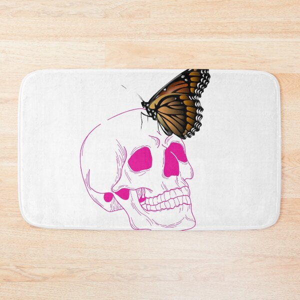 Item preview, pink skull and monarch butterfly designed and sold by Phiiilo.