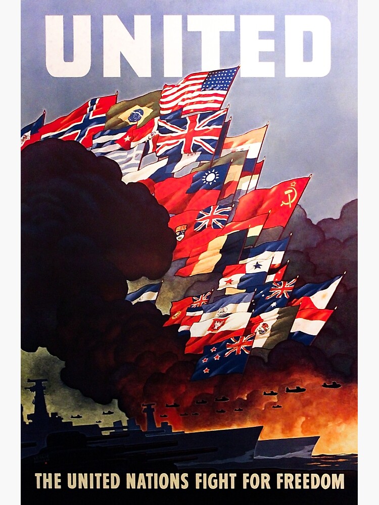 Discover United - The United Nations Fight For Freedom - WW2 1942 Premium Matte Vertical Poster
